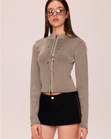 Zipper Woolen Top