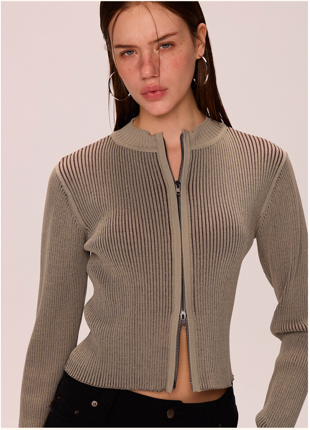 Zipper Woolen Top
