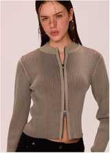 Zipper Woolen Top