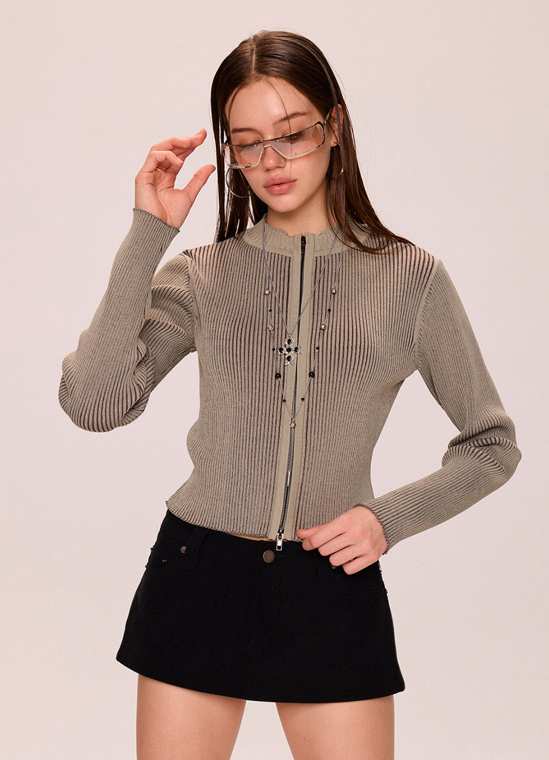 Zipper Woolen Top