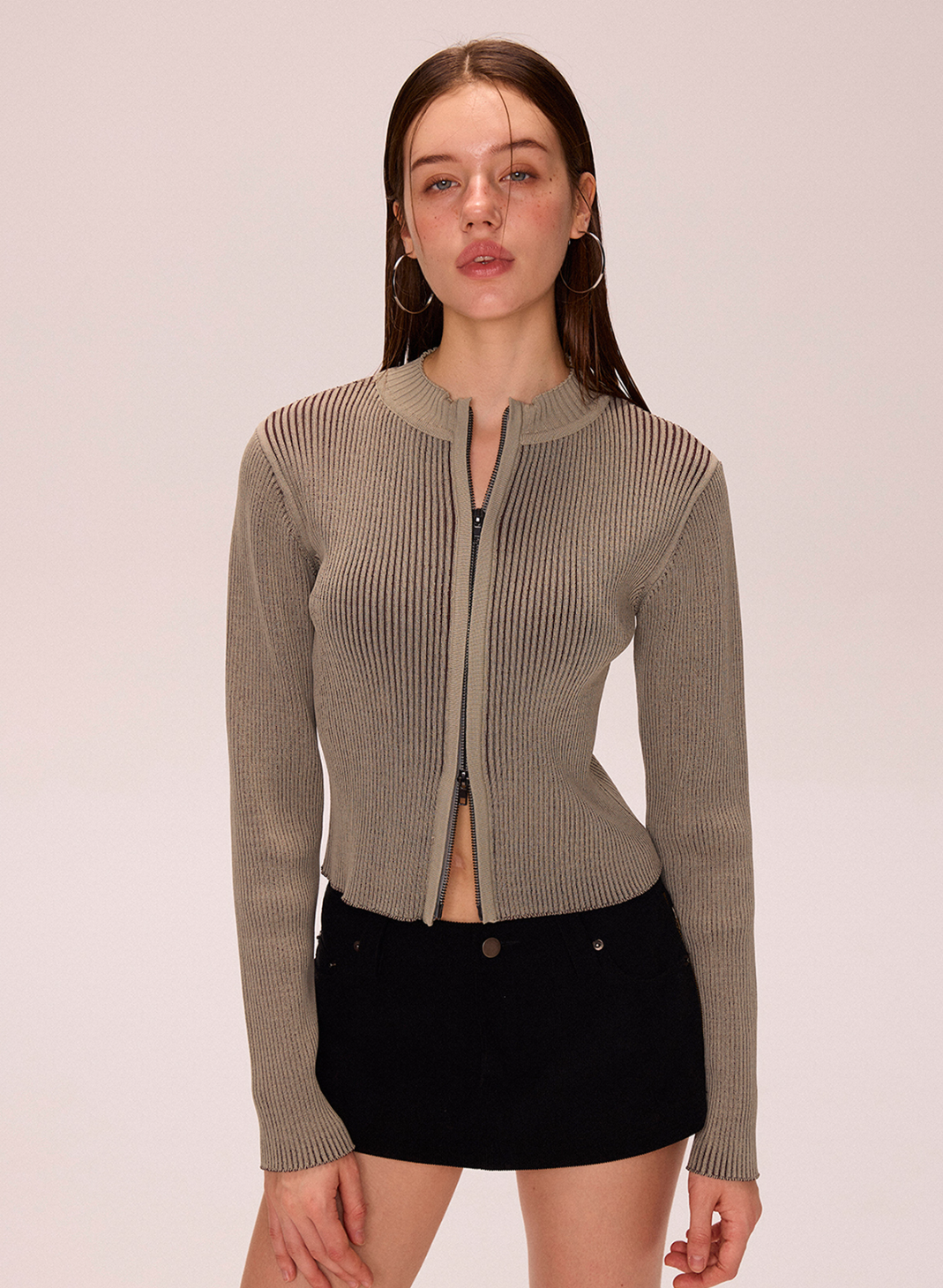 Zipper Woolen Top