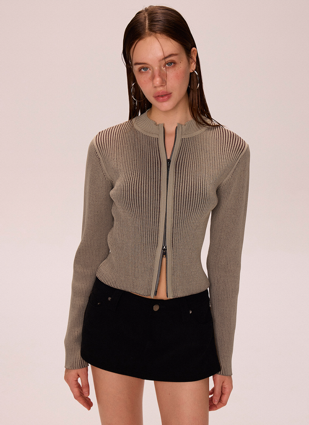 Zipper Woolen Top
