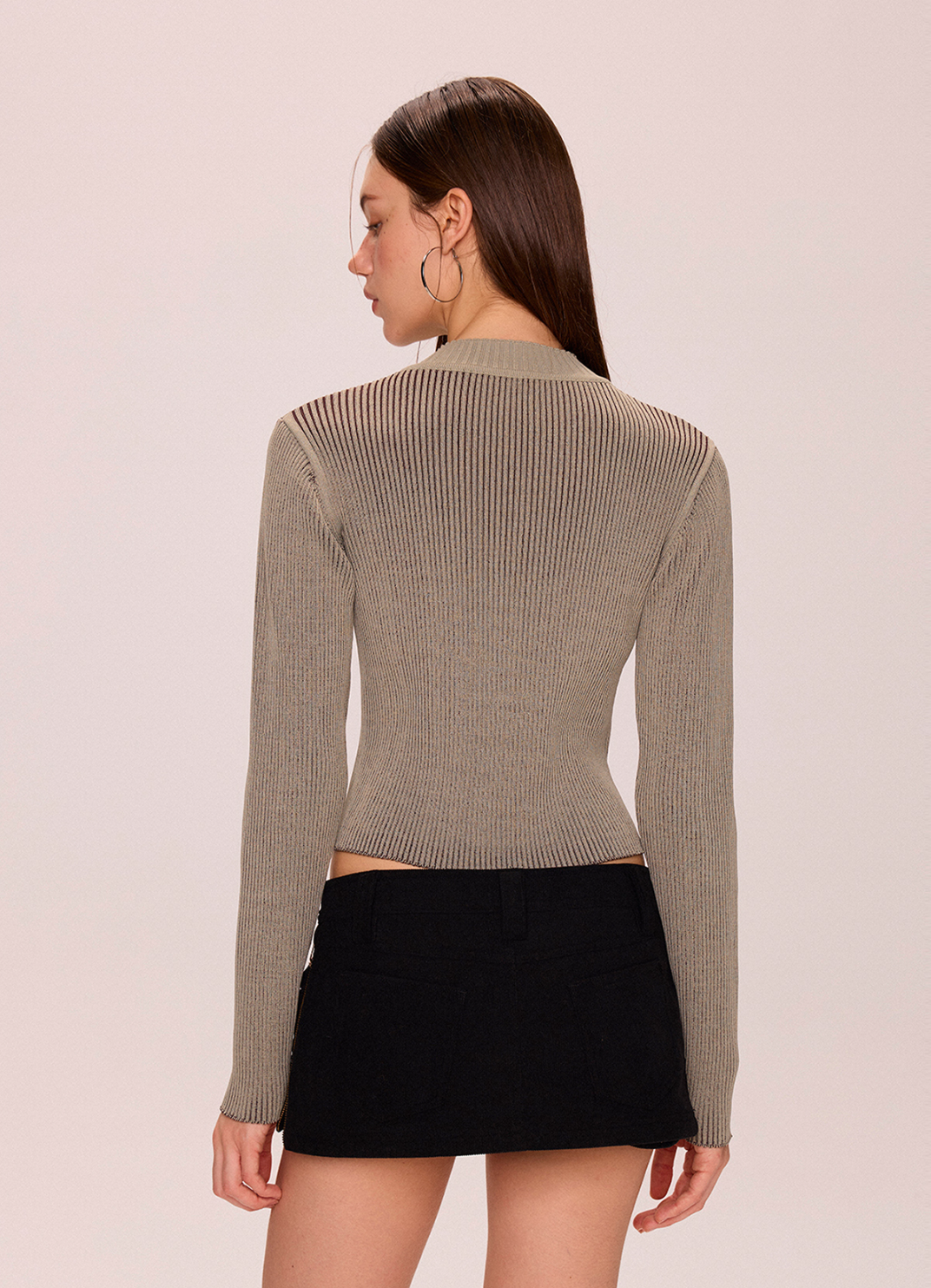 Zipper Woolen Top
