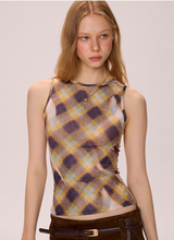 Plaid Mesh Top