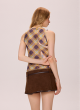 Plaid Mesh Top