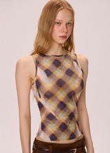 Plaid Mesh Top