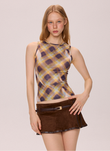 Plaid Mesh Top