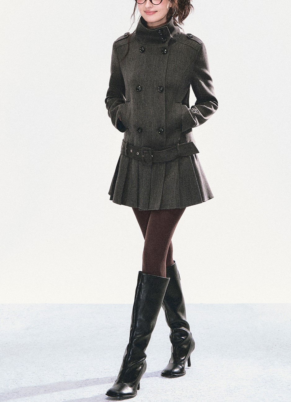 Pleated Coat Dress