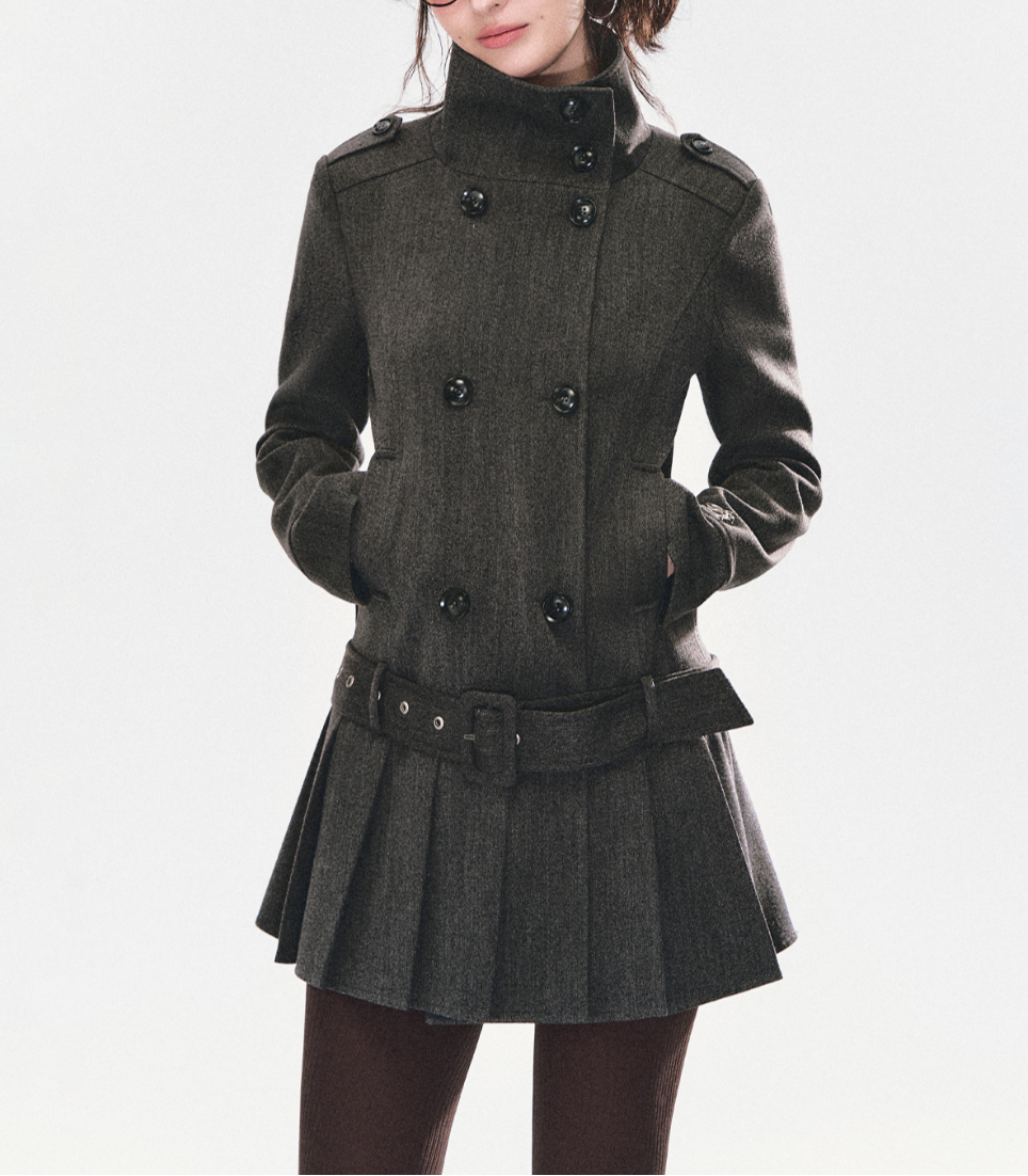 Pleated Coat Dress