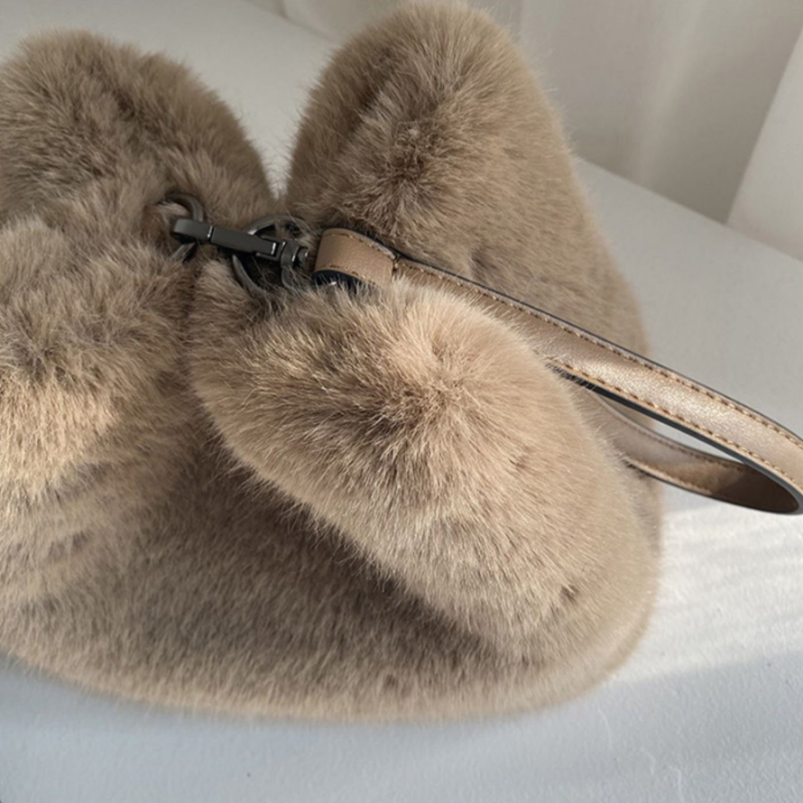 Faux Rabbit Fur Bucket Bag