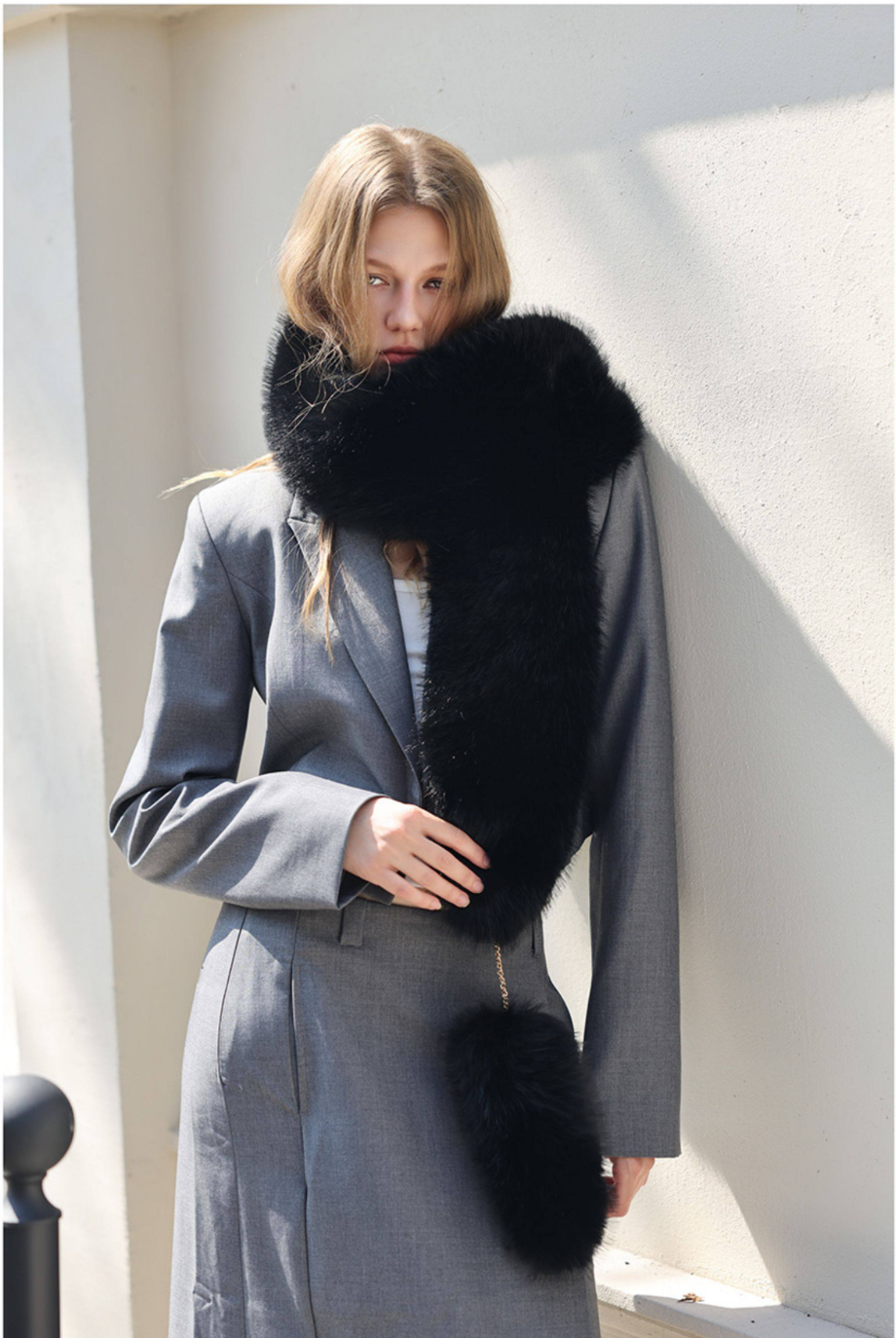 Plush Statement Scarf - Black