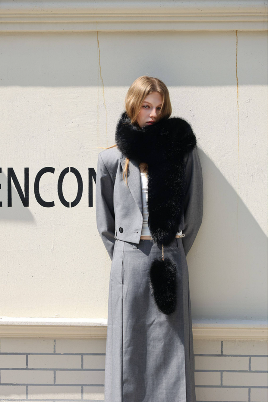 Plush Statement Scarf - Black