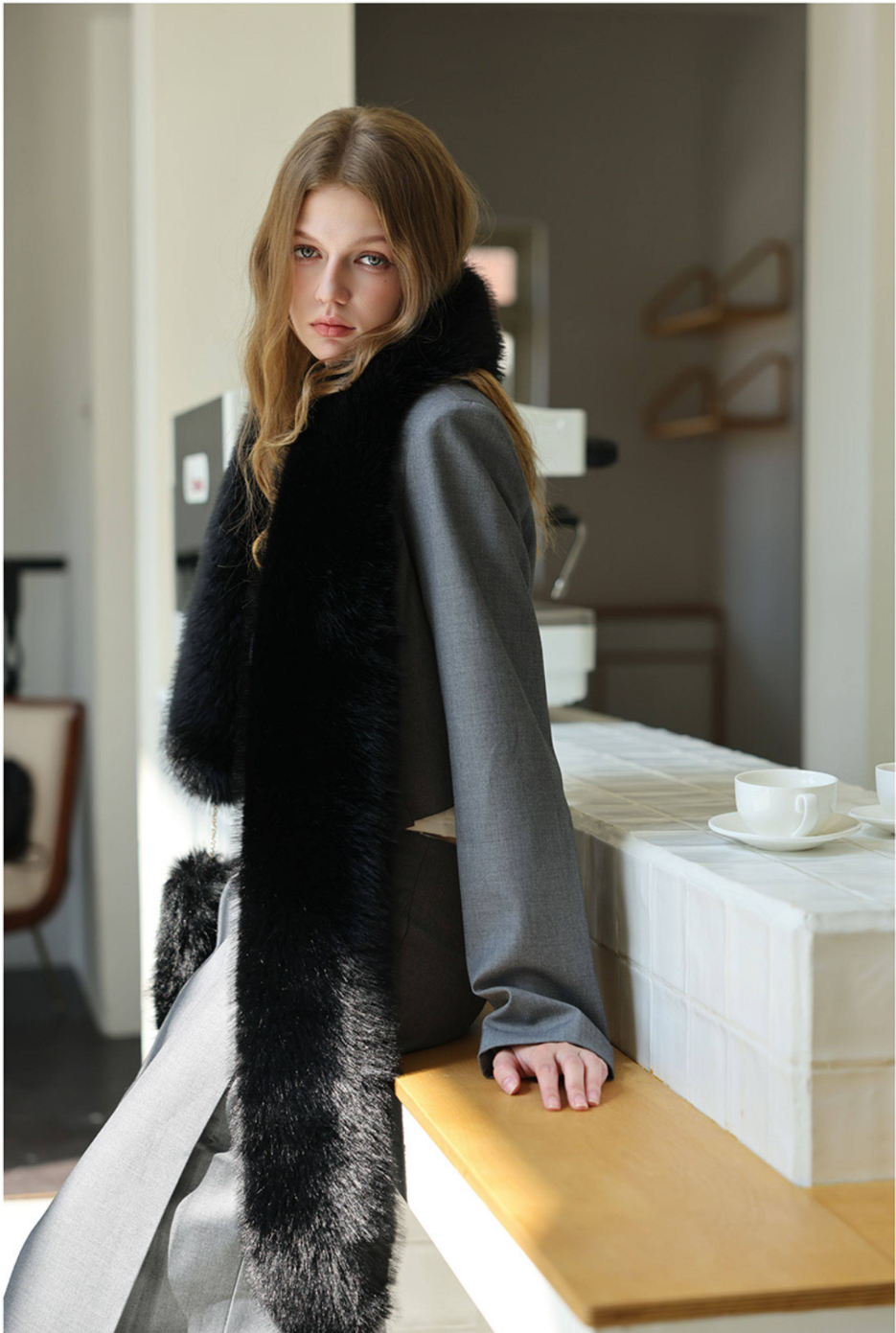 Plush Statement Scarf - Black