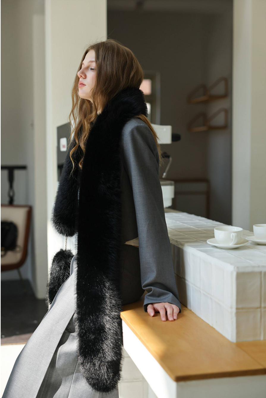 Plush Statement Scarf - Black