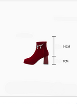 Pearl Chain Velvet Boots