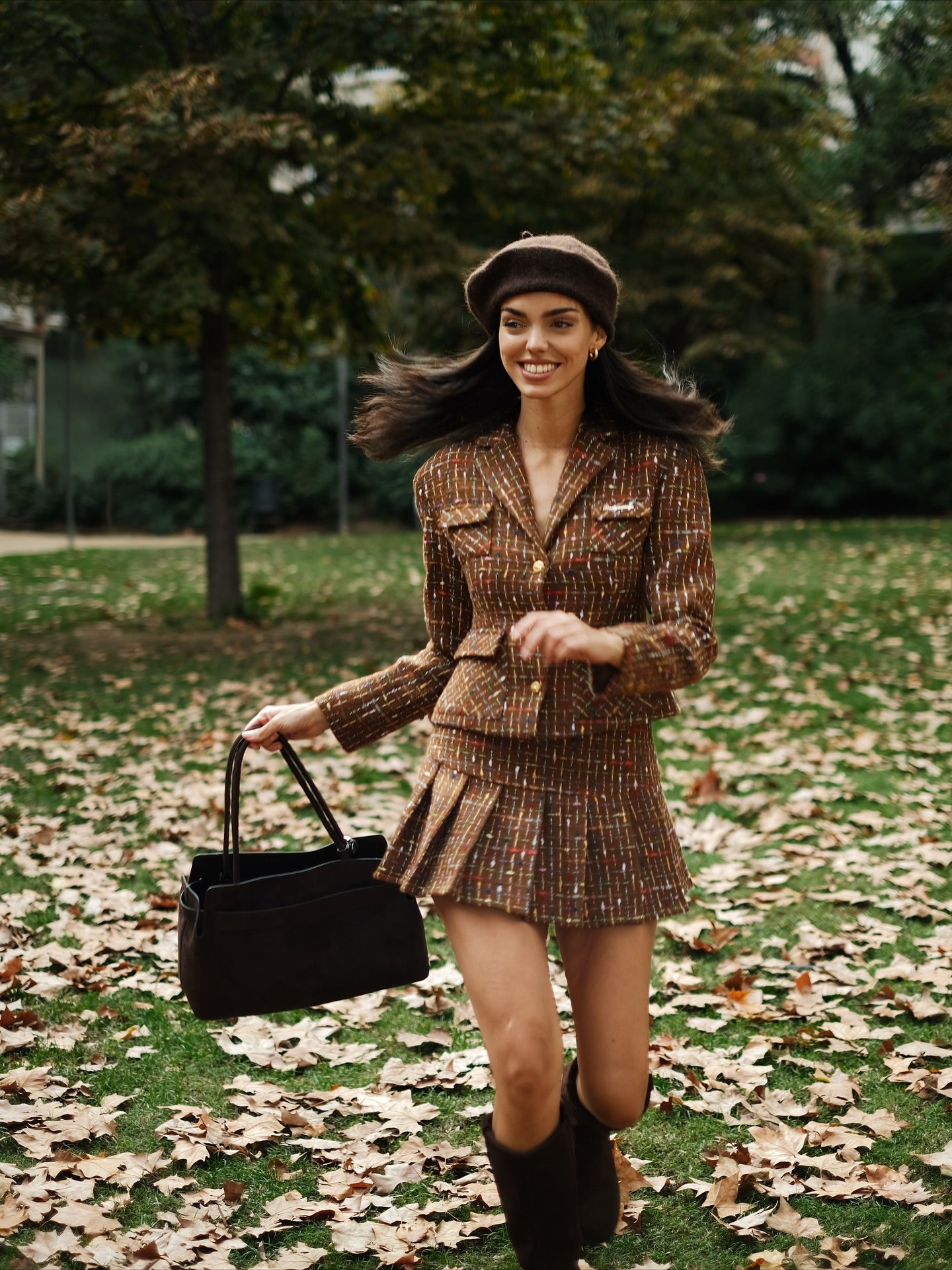 Plaid Tweed Jacket / Skirt