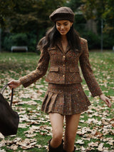 Plaid Tweed Jacket / Skirt